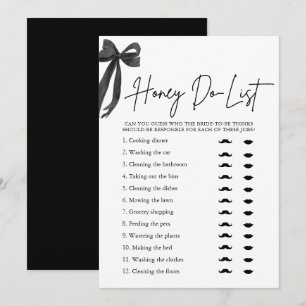 Elegante Schwarze Schleife Honey Do Liste Brautpar Einladung