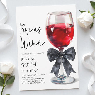 Elegante schwarze Schleife, so fein wie Wein, 50.  Einladung