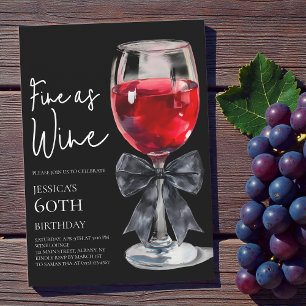 Elegante schwarze Schleife, so fein wie Wein, 60.  Einladung