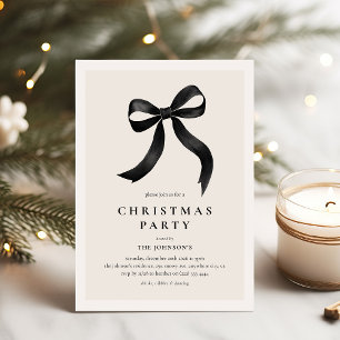 Elegante schwarze Schleife Weihnachtsfeier Einladung