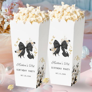 Elegante schwarze Schleife Wildblumen Popcorn Gesc Geschenkschachtel