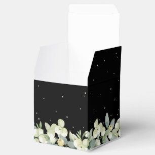 Elegante schwarze Schneebeeren- und Eukalyptus-Hoc Geschenkschachtel
