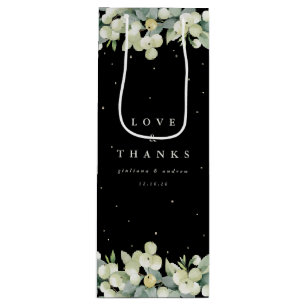 Elegante schwarze Schneebeeren- und Eukalyptus-Win Geschenktüte Für Weinflaschen