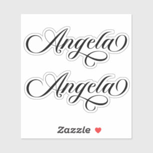 Elegante schwarze Schrift Angela Aufkleber