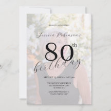 Elegante schwarze Schrift Foto Achtzigster Geburts