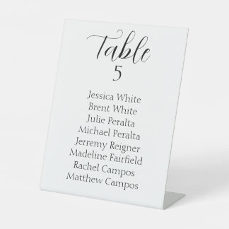Elegante schwarze Schrift Hochzeit Sitzordnung Tis Sockelschild