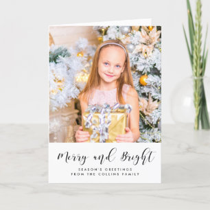 Elegante schwarze Schrift 'Merry and Bright' Feiertagskarte