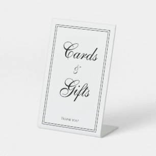Elegante schwarze Schriftkarten und Geschenke Hoch Sockelschild