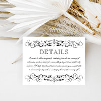 Elegante schwarze Schriftrolle Hochzeitsdetails