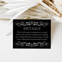 Elegante schwarze Schriftrolle Hochzeitsdetails