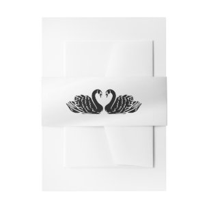 Elegante Schwarze Schwäne Hochzeit Einladungsbanderole