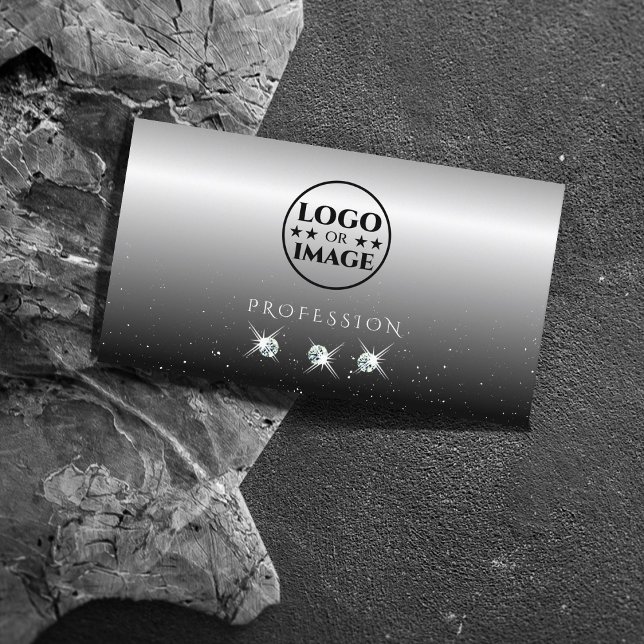 Elegante schwarze schwarze Diamanten mit Logo Visitenkarte (Von Creator hochgeladen)