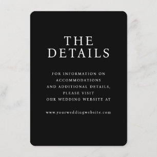 Elegante schwarze Serif-Hochzeitsdetailkarte Begleitkarte