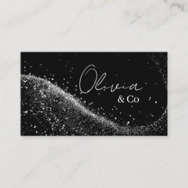 Elegante schwarze & silberne Glitter-Sparkling-Ges Visitenkarte