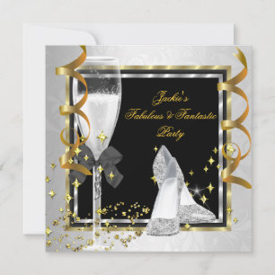 Elegante schwarze silberne goldene Geburtstagsfeie Einladung