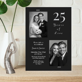 Elegante schwarze silberne Hochzeit zum 25. Jubilä Einladung