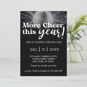 Elegante schwarze silberne weiße Silvesterhochzeit Einladung