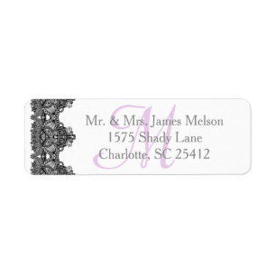 Elegante schwarze Spitze-Monogramm-Hochzeits-Reihe