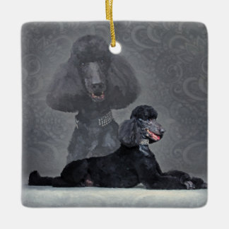 Elegante schwarze Standardpudel-Zusammensetzung Keramikornament