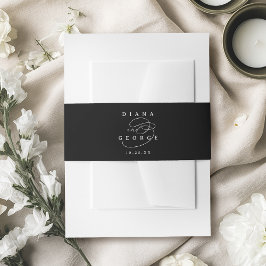 Elegante schwarze Swirl-Schrift einfache Hochzeit  Einladungsbanderole