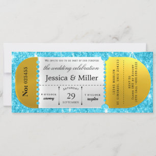 Elegante schwarze Ticket-Hochzeitseinladung Einladung