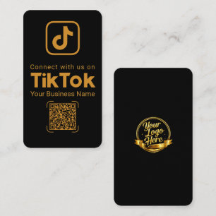Elegante schwarze TikTok-Verbindung mit uns Visitenkarte
