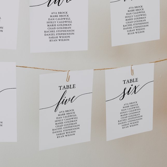 Elegante Schwarze Tischnummer 6 Sitzkarte (Von Creator hochgeladen)