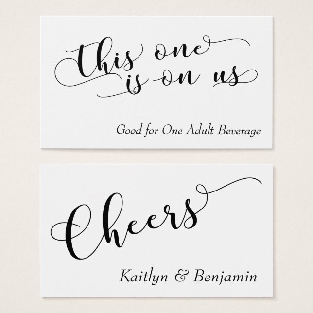 Elegante schwarze Typografie auf weißen Getränkeka (Vorne & Hinten)