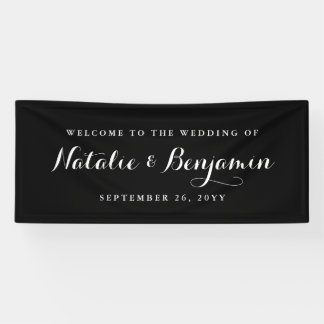 Elegante schwarze u. weiße Hochzeit Banner