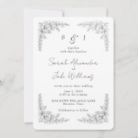 Elegante schwarze Umrandung Florale Hochzeits-Webs