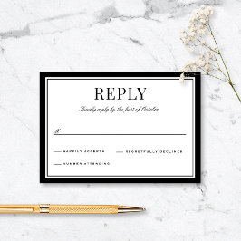 Elegante schwarze Umrandung Vintage-Typografie Hoc RSVP Karte