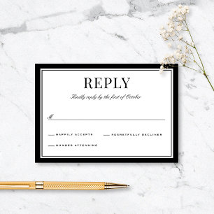 Elegante schwarze Umrandung Vintage-Typografie Hoc RSVP Karte