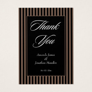 Elegante schwarze und braune Streifen Danke Karte