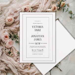 Elegante schwarze und cremefarbene chic Hochzeit Einladung
