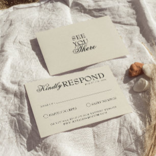 Elegante schwarze und cremefarbene Hochzeit im Ret RSVP Karte