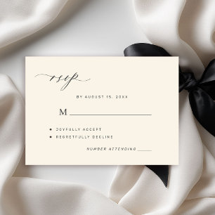 Elegante schwarze und elfenbeinfarbene einfache Ho RSVP Karte