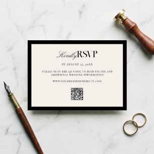 Elegante schwarze und elfenbeinfarbene Hochzeit RSVP Karte