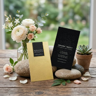 Elegante schwarze und falsche Goldfolie Hochzeits- Visitenkarte