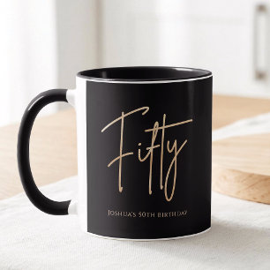 Elegante schwarze und goldene 50. Geburtstagsfeier Tasse