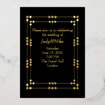 Elegante schwarze und goldene Art Deco-Folie-Einla