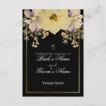 Elegante schwarze und goldene Blumen-Engagement-Pa
