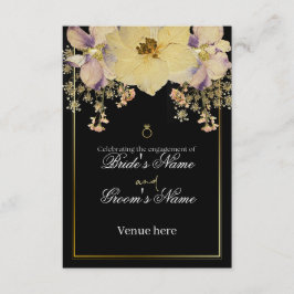 Elegante schwarze und goldene Blumen-Engagement-Pa Einladung