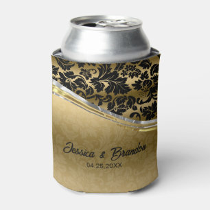 Elegante schwarze und goldene Damasken mit Silbera Dosenkühler