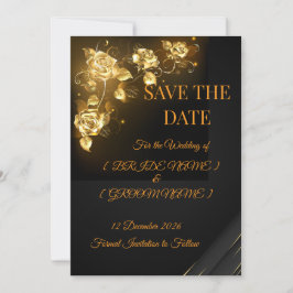 Elegante schwarze und goldene florale Save-the-Dat Save The Date