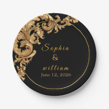 Elegante schwarze und goldene Folien-Königshochzei