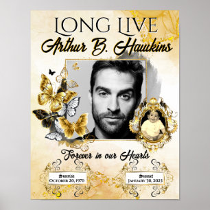 Elegante schwarze und goldene Gedenkfeier für 2 Fo Poster