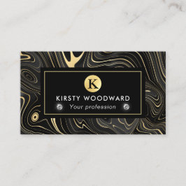 Elegante schwarze und goldene Geode Strata Texture Visitenkarte