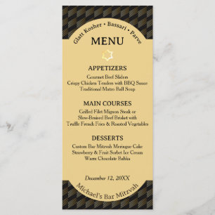 Elegante schwarze und goldene geometrische Bar Mit Menükarte