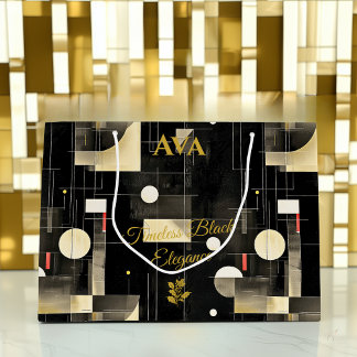 Elegante schwarze und goldene geometrische Geschen Große Geschenktüte