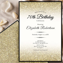 Elegante schwarze und goldene Glitter 70. Geburtst